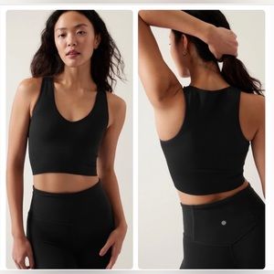 Athleta Aurora Seamless Crop Rib Tank Top Black Size M NWOT